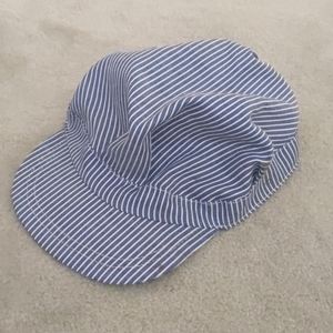 Striped navy and white hat